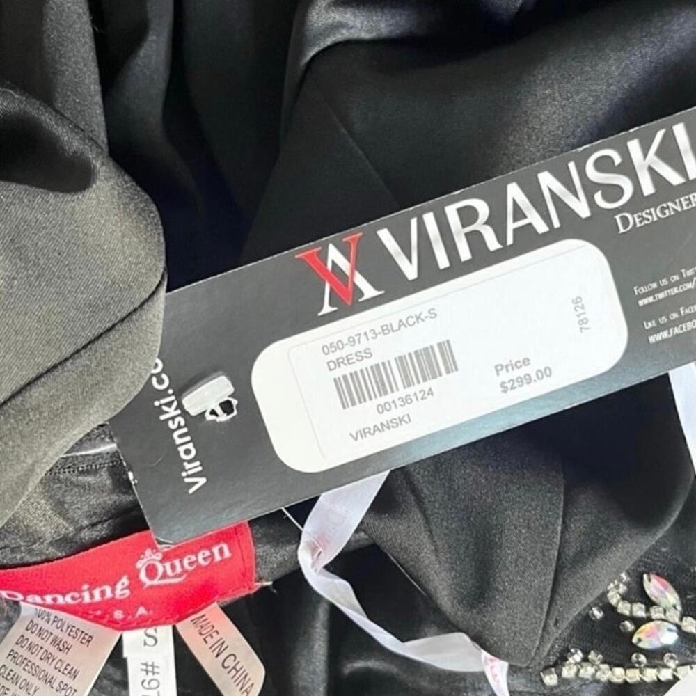 NWT Viranski Dancing Queen Black Beaded Strapless Sweetheart Peplum Mermaid Gown - Picture 8 of 9